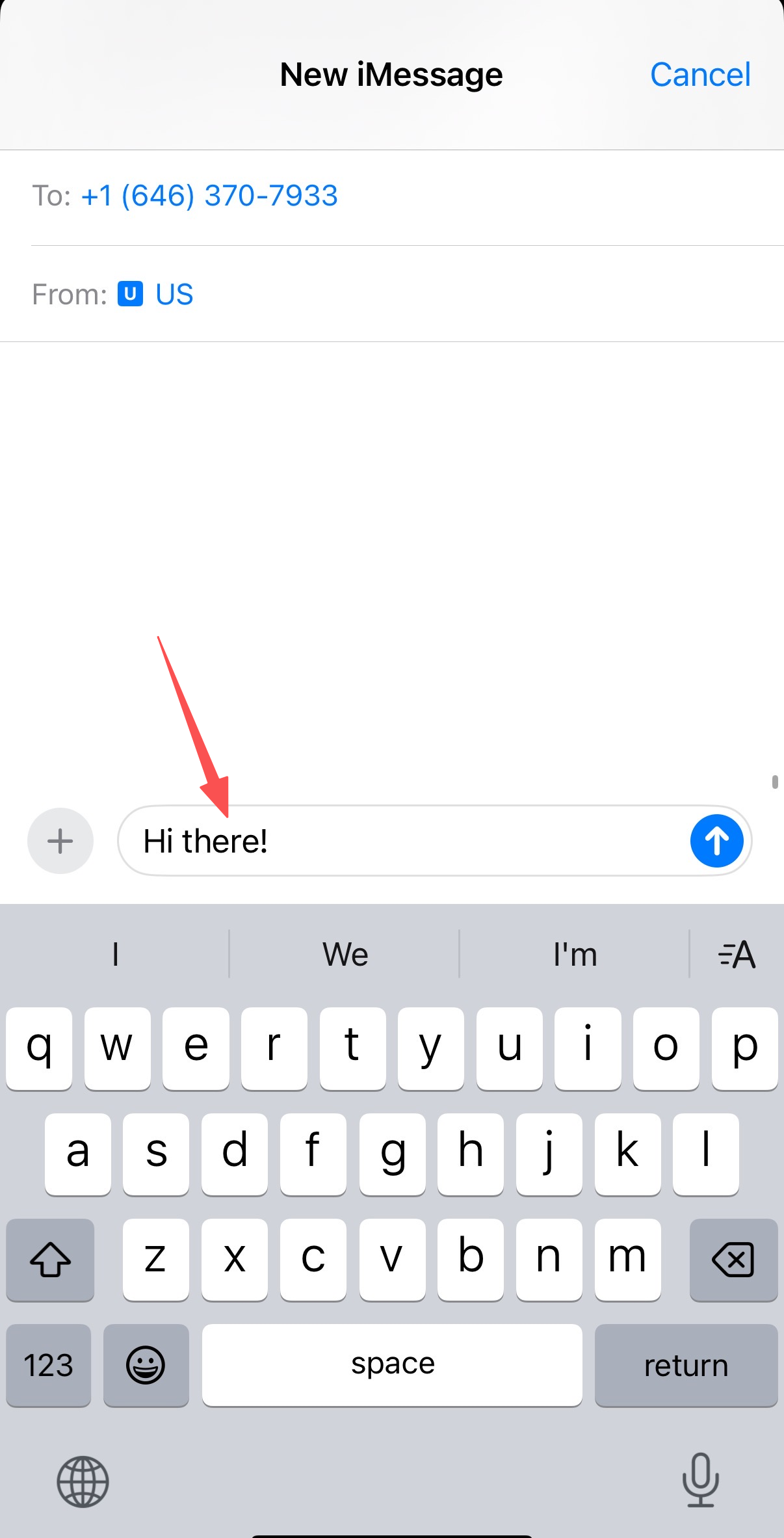 Screenshot of message composition area